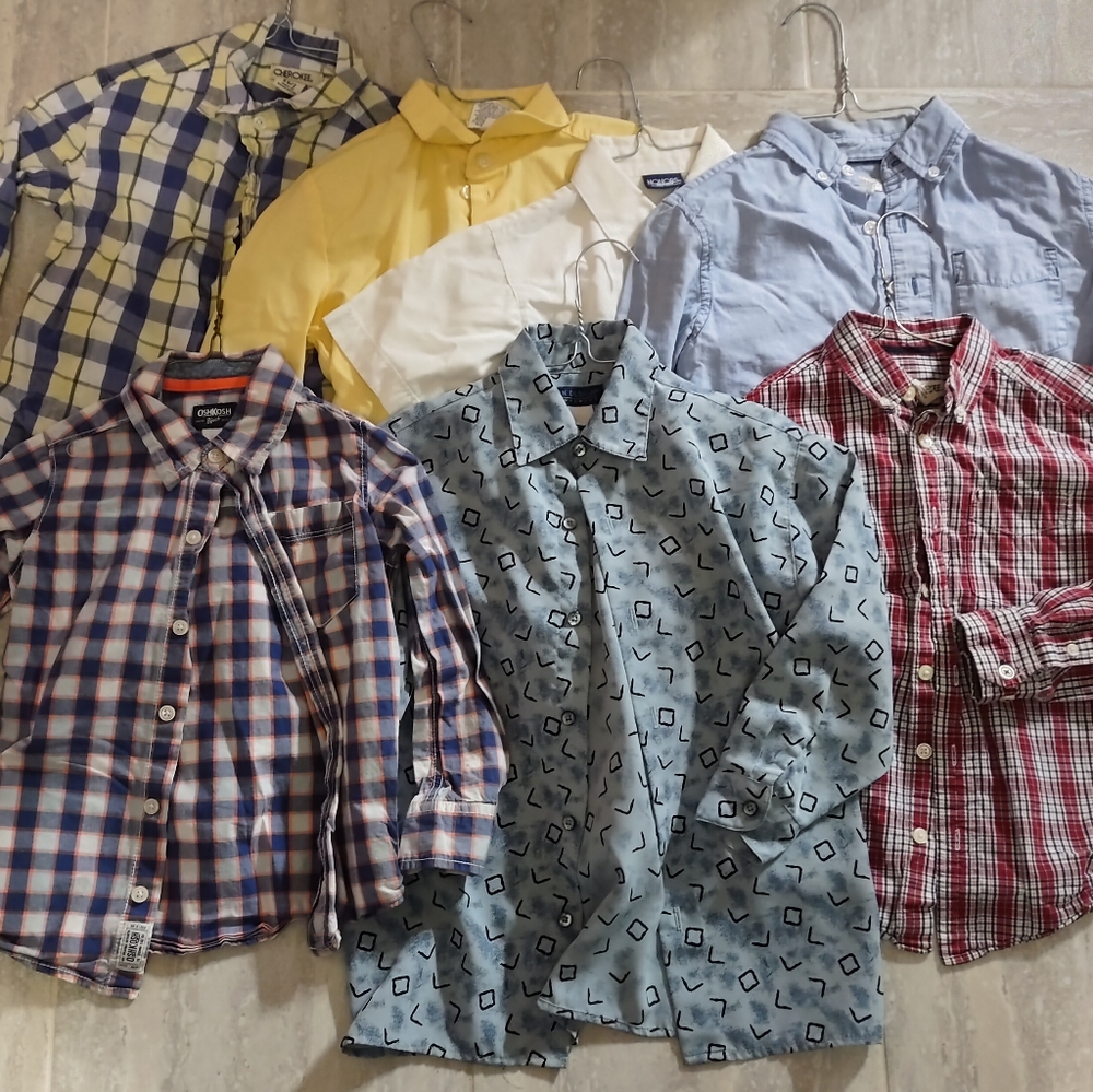 Lot of 7 boys long sleeved shirts dress shirts size 6/7